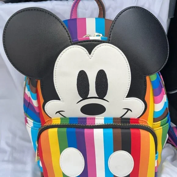 Loungefly Disney Mickey Mouse Pride Rainbow Mini Backpack NWOT - Picture 3 of 16